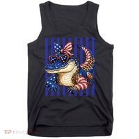 USA Patriotic 4th July Leopard Print Alligator Crocodile  Tank Top thumb 0