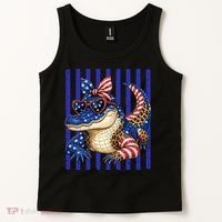 USA Patriotic 4th July Leopard Print Alligator Crocodile  Tank Top thumb 2