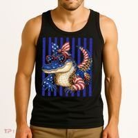 USA Patriotic 4th July Leopard Print Alligator Crocodile  Tank Top thumb 3