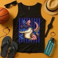 USA Patriotic 4th July Leopard Print Alligator Crocodile  Tank Top thumb 4