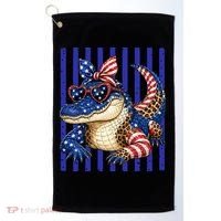 USA Patriotic 4th July Leopard Print Alligator Crocodile  Golf Towel thumb 0