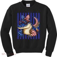 USA Patriotic 4th July Leopard Print Alligator Crocodile  Kids Sweatshirt thumb 0