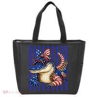 USA Patriotic 4th July Leopard Print Alligator Crocodile  Tote Bag thumb 0