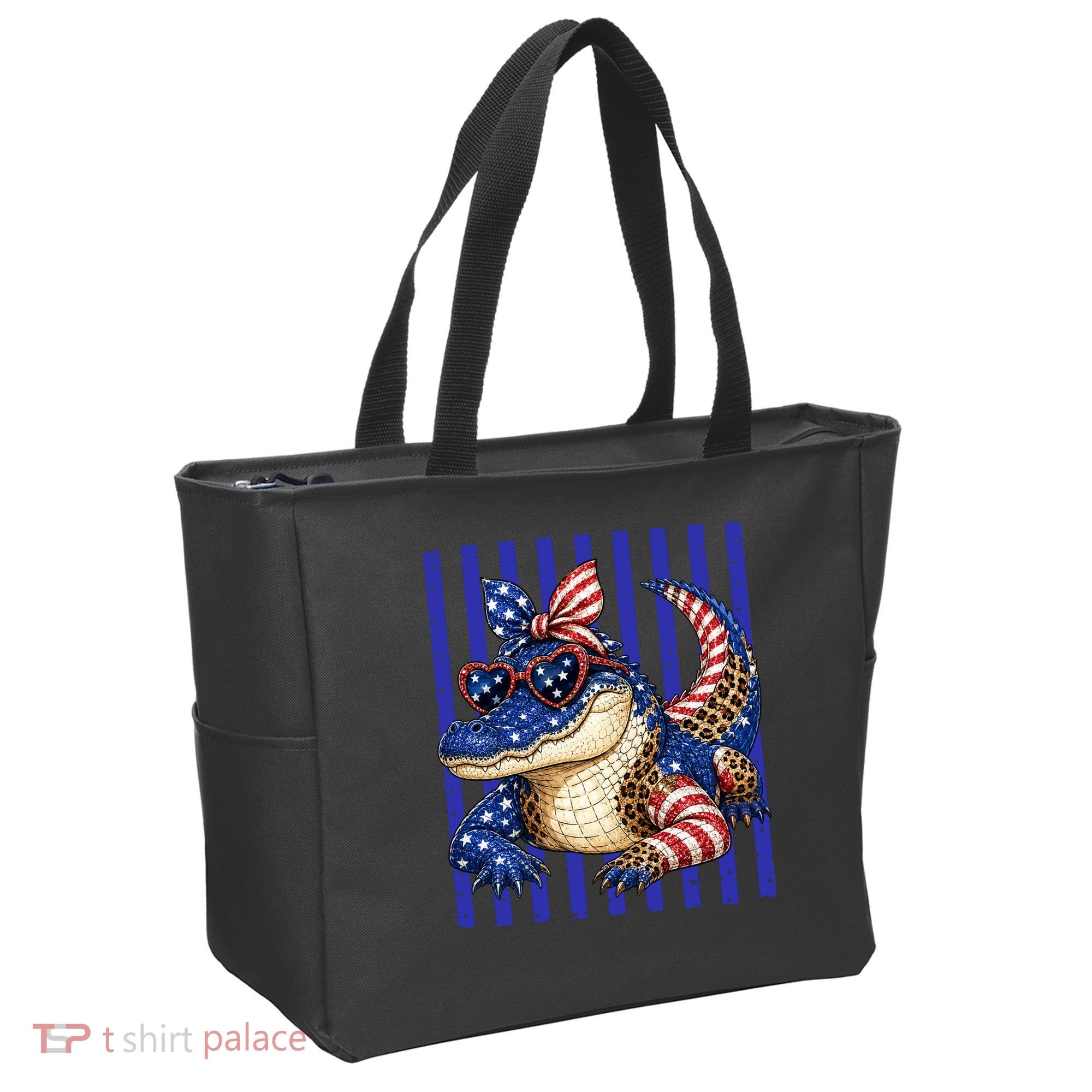 USA Patriotic 4th July Leopard Print Alligator Crocodile  Tote Bag