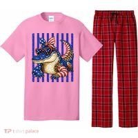 USA Patriotic 4th July Leopard Print Alligator Crocodile  Pajama Set thumb 0
