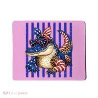 USA Patriotic 4th July Leopard Print Alligator Crocodile  Mousepad thumb 0