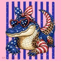 USA Patriotic 4th July Leopard Print Alligator Crocodile  Mousepad thumb 1