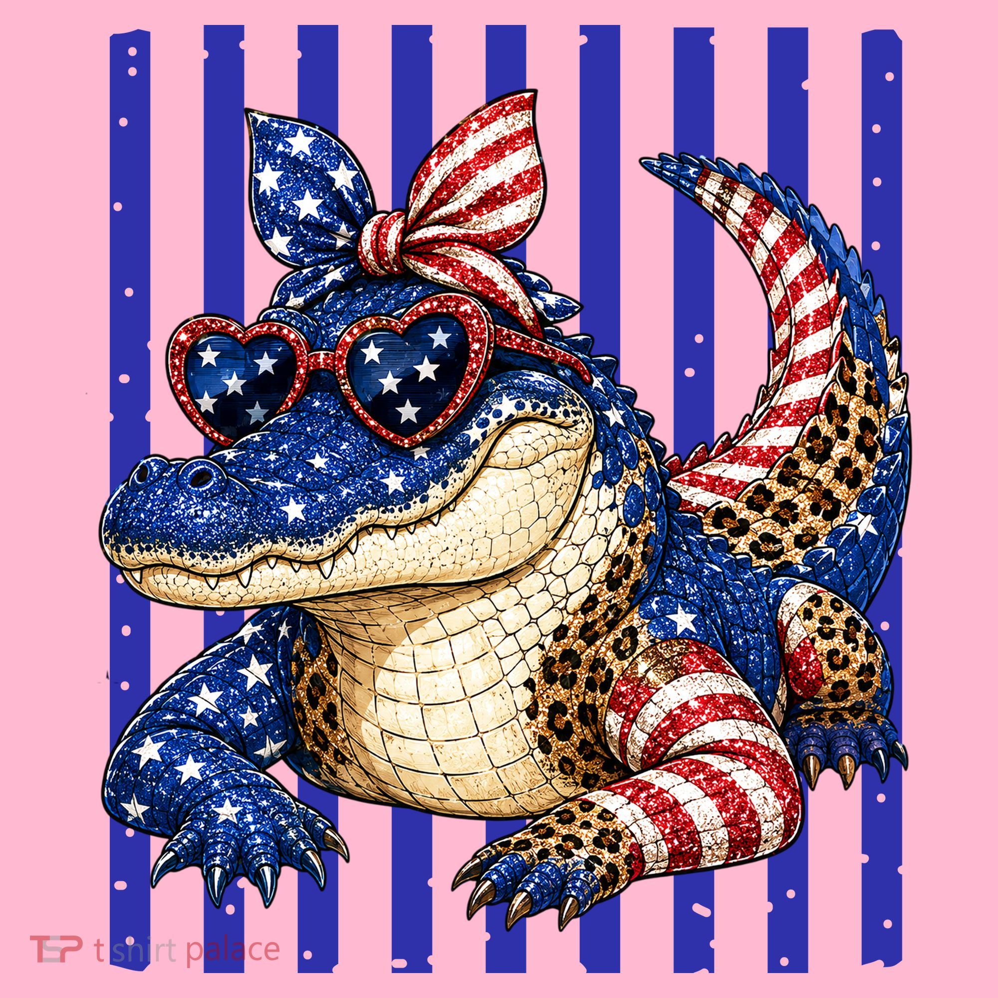 USA Patriotic 4th July Leopard Print Alligator Crocodile  Mousepad