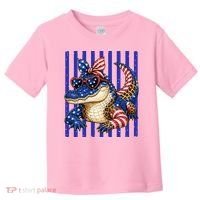 USA Patriotic 4th July Leopard Print Alligator Crocodile  Toddler T-Shirt thumb 0