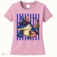 USA Patriotic 4th July Leopard Print Alligator Crocodile  Women's T-Shirt thumb 0