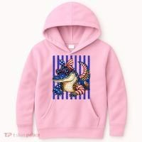 USA Patriotic 4th July Leopard Print Alligator Crocodile  Kids Hoodie thumb 0
