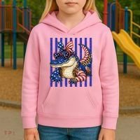 USA Patriotic 4th July Leopard Print Alligator Crocodile  Kids Hoodie thumb 3