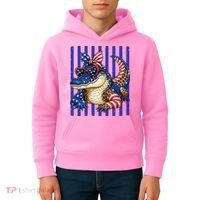 USA Patriotic 4th July Leopard Print Alligator Crocodile  Kids Hoodie thumb 4