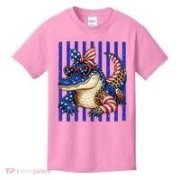 USA Patriotic 4th July Leopard Print Alligator Crocodile  Kids T-Shirt thumb 0