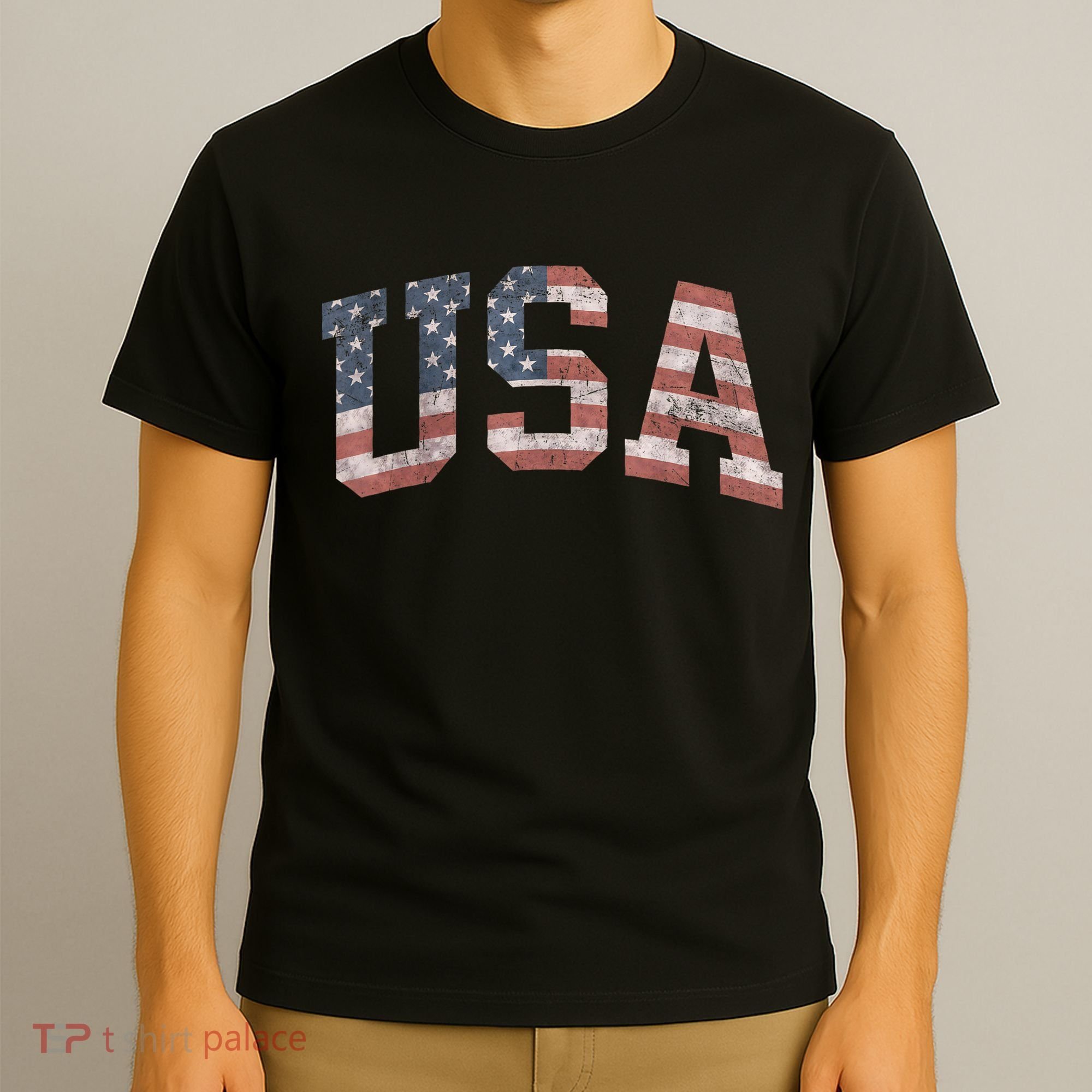 USA Patriotic American Flag Distressed T-Shirt