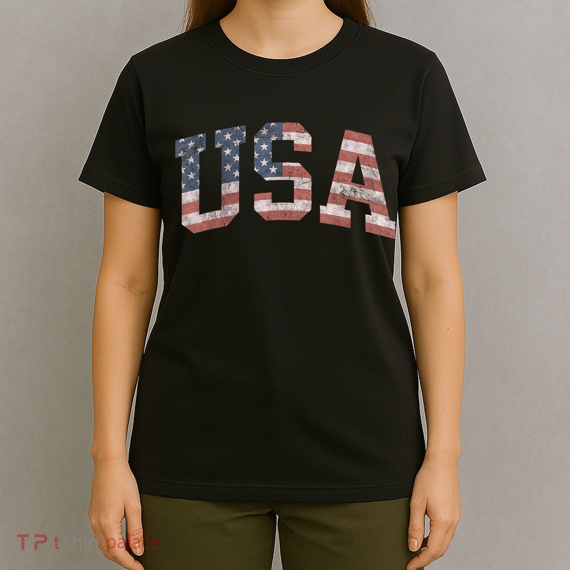 USA Patriotic American Flag Distressed T-Shirt