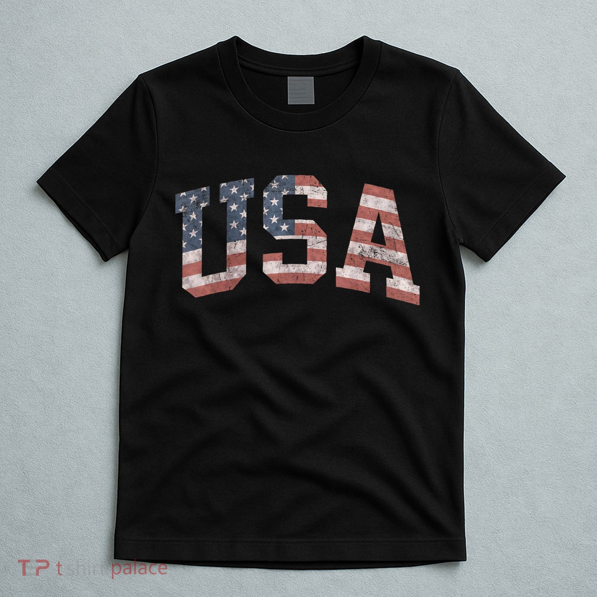 USA Patriotic American Flag Distressed T-Shirt