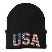 USA Patriotic American Flag Distressed Beanie thumb 0