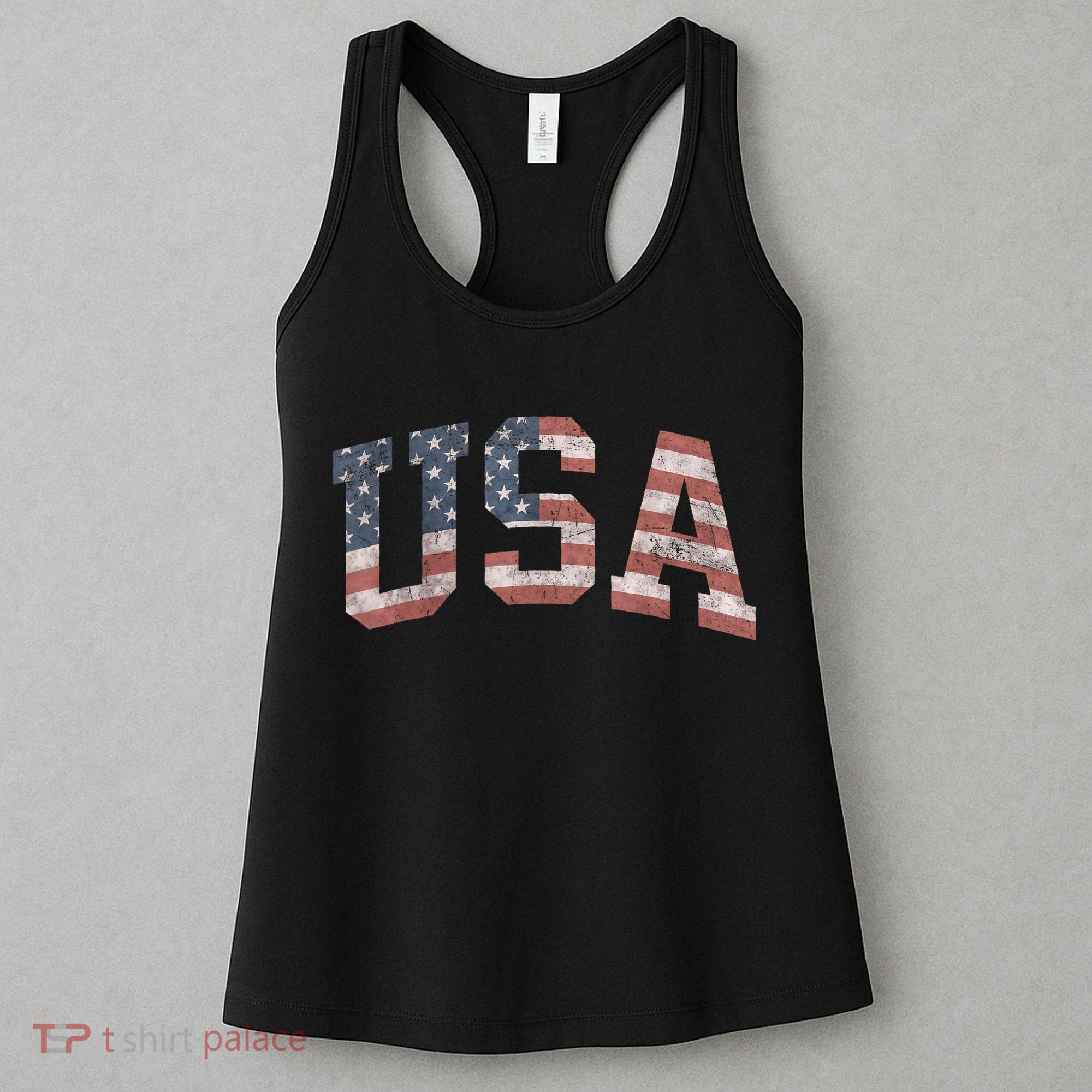 USA Patriotic American Flag Distressed Women's Tank Top