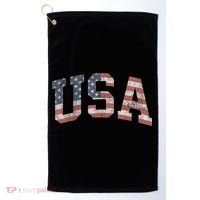 USA Patriotic American Flag Distressed Golf Towel thumb 0