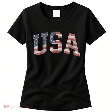 USA Patriotic American Flag Distressed Women's T-Shirt