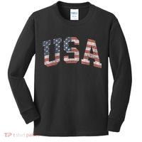 USA Patriotic American Flag Distressed Kids Long Sleeve Shirt thumb 0