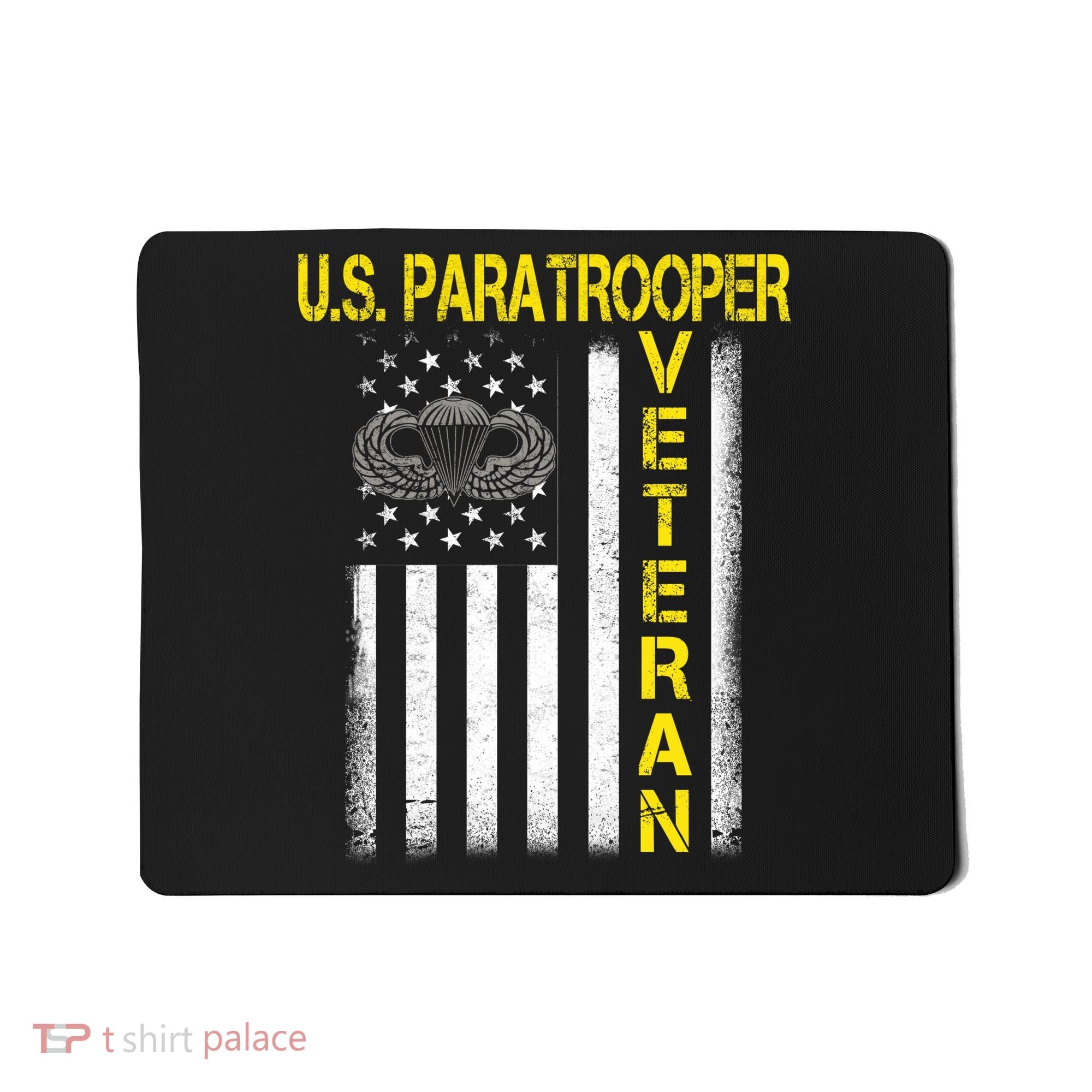 US Paratrooper Airborne Division Army Veteran USA Flag Mousepad