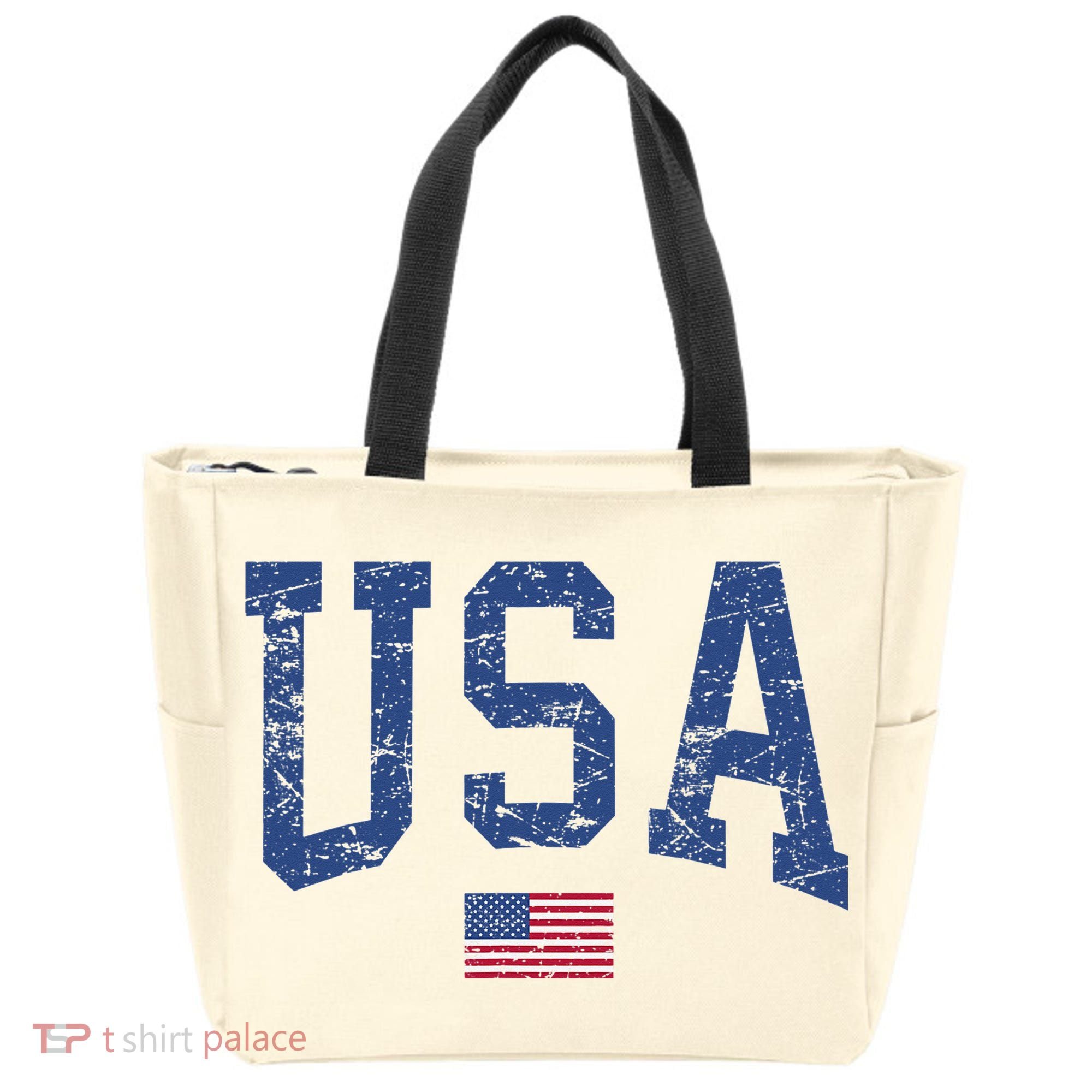 USA  Patriotic American Flag Distressed Tote Bag