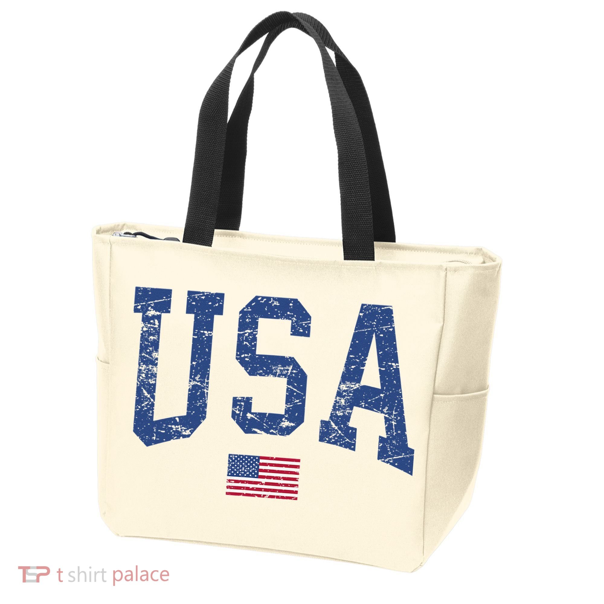 USA  Patriotic American Flag Distressed Tote Bag