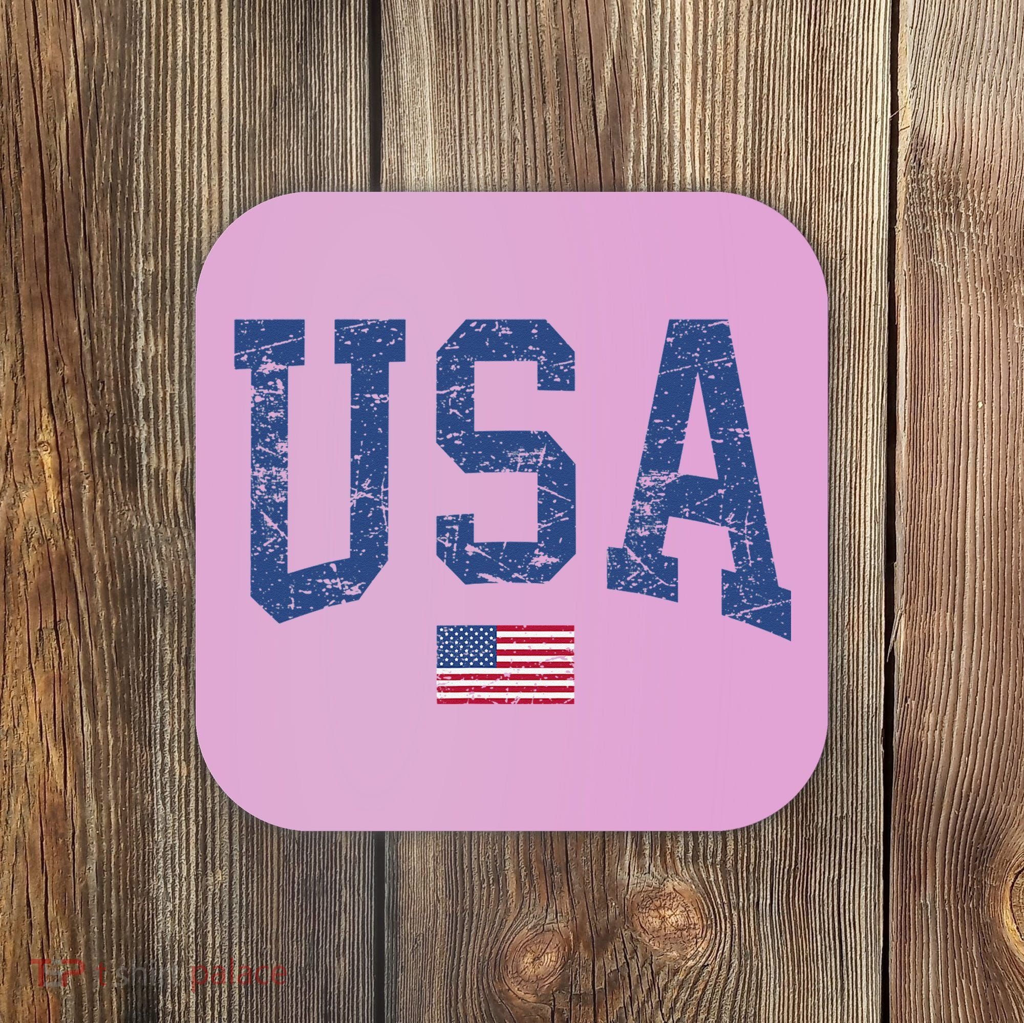 USA  Patriotic American Flag Distressed Coaster