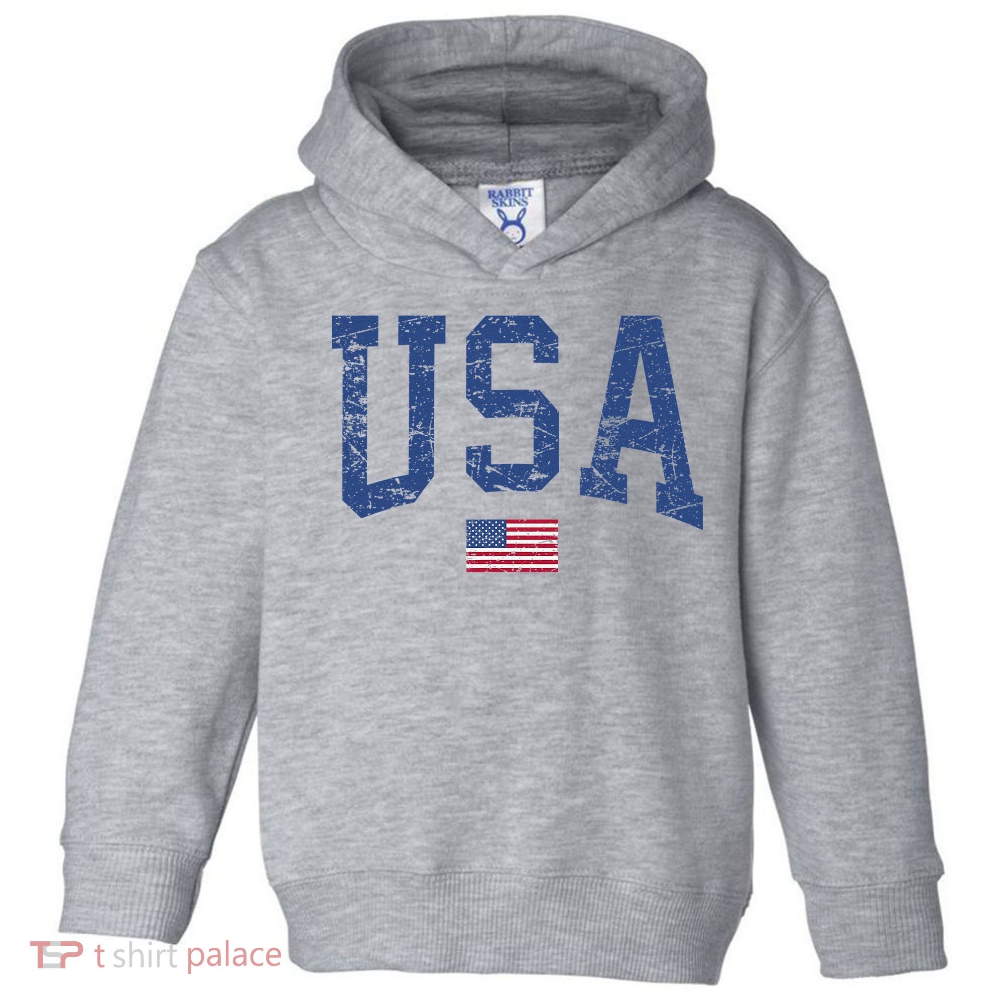 USA  Patriotic American Flag Distressed Toddler Hoodie