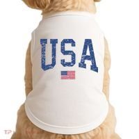 USA  Patriotic American Flag Distressed Doggie Tank thumb 0