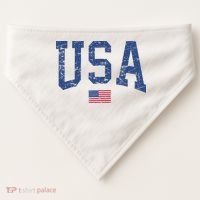 USA  Patriotic American Flag Distressed USA-Made Doggie Bandana thumb 0