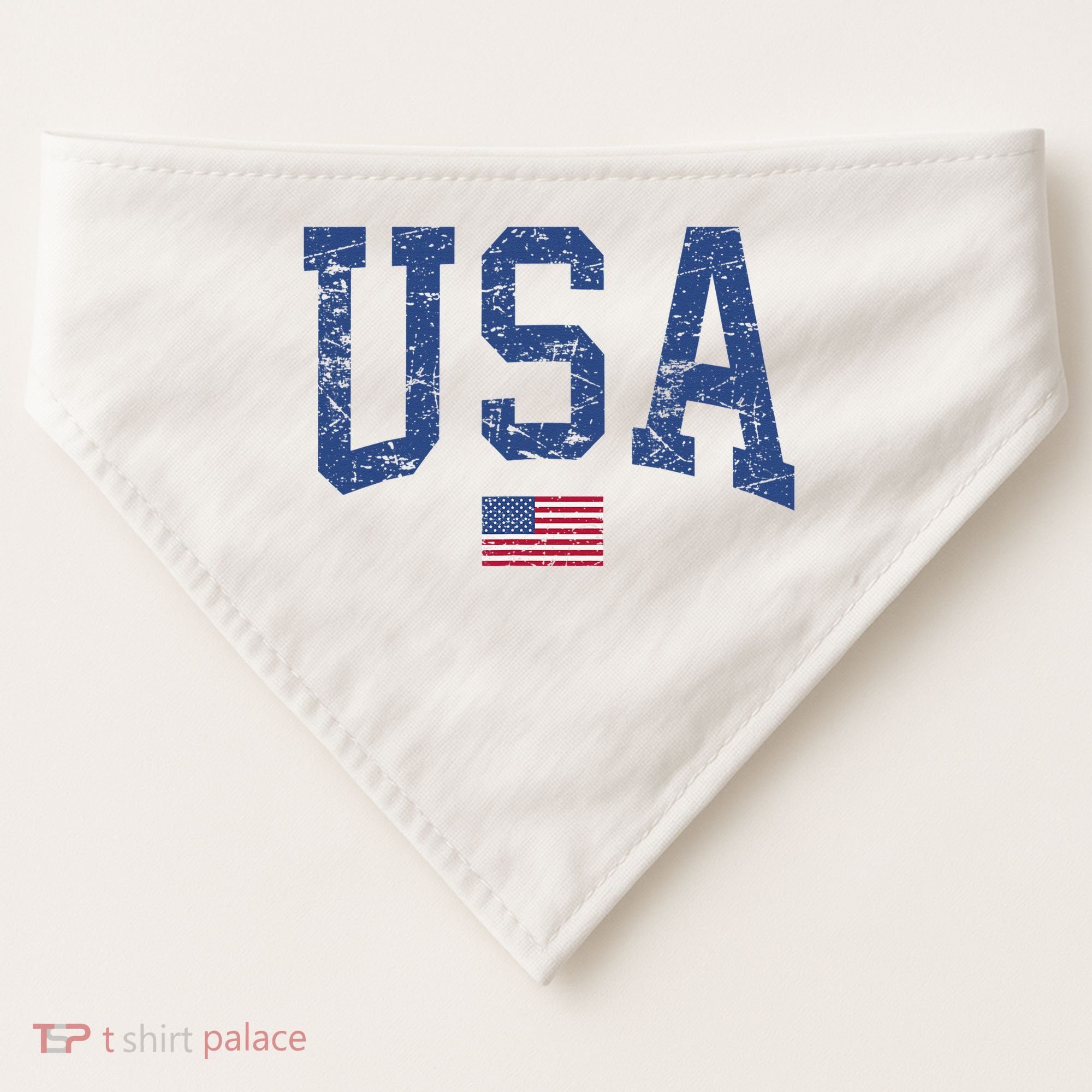 USA  Patriotic American Flag Distressed USA-Made Doggie Bandana