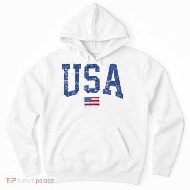 USA  Patriotic American Flag Distressed Hoodie