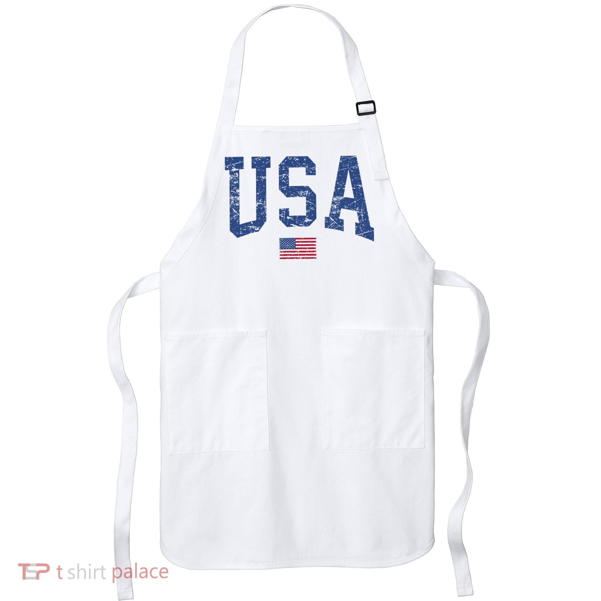 USA  Patriotic American Flag Distressed Apron