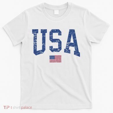 USA  Patriotic American Flag Distressed T-Shirt
