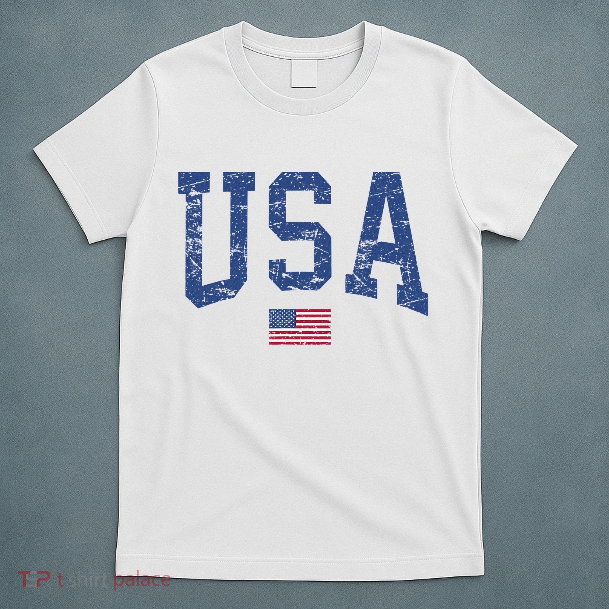 USA  Patriotic American Flag Distressed T-Shirt