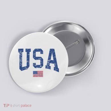 USA  Patriotic American Flag Distressed Button