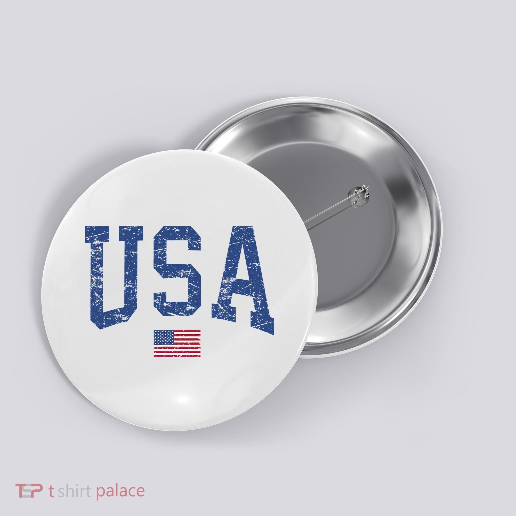 USA  Patriotic American Flag Distressed Button