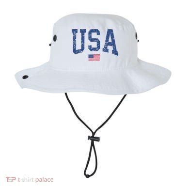 USA  Patriotic American Flag Distressed Bucket Hat