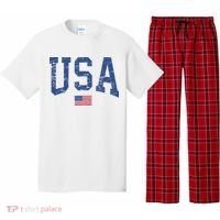 USA  Patriotic American Flag Distressed Pajama Set thumb 0