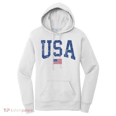 USA  Patriotic American Flag Distressed Women's Hoodie