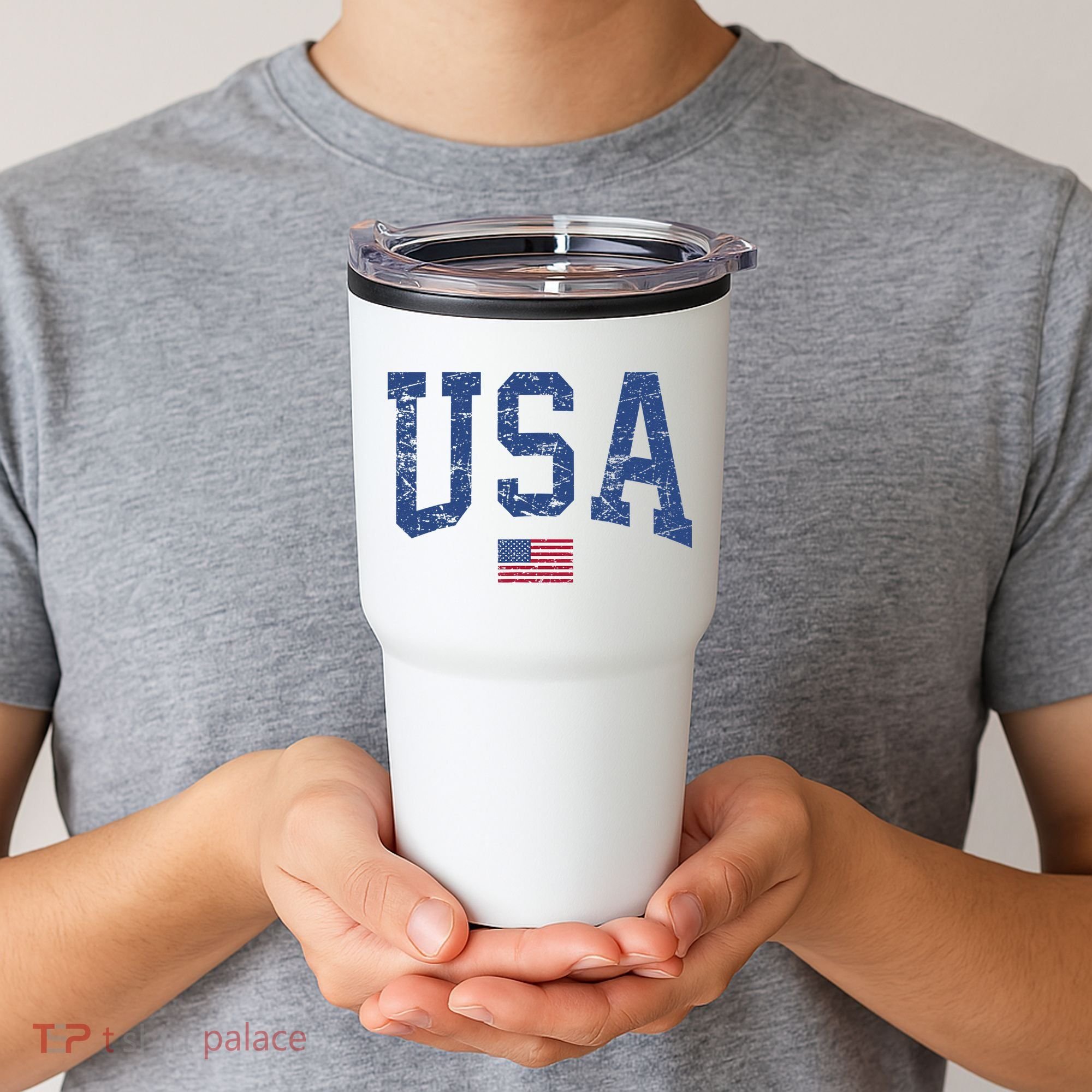 USA  Patriotic American Flag Distressed Tumbler