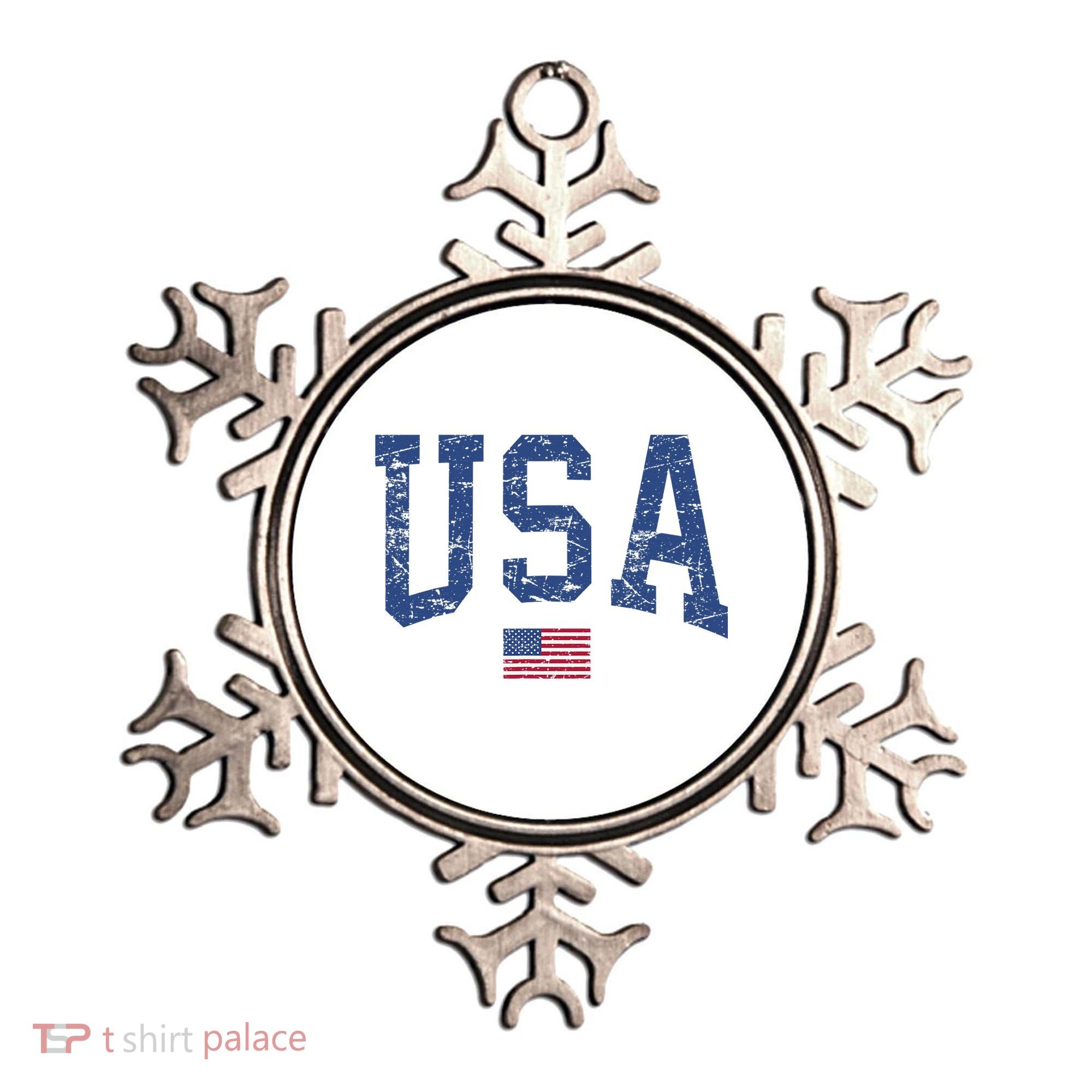 USA  Patriotic American Flag Distressed Ornament