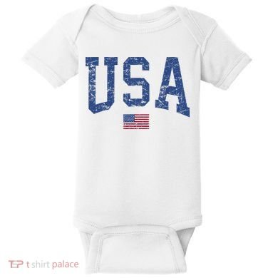 USA  Patriotic American Flag Distressed Baby Bodysuit