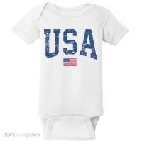 USA  Patriotic American Flag Distressed Baby Bodysuit thumb 0
