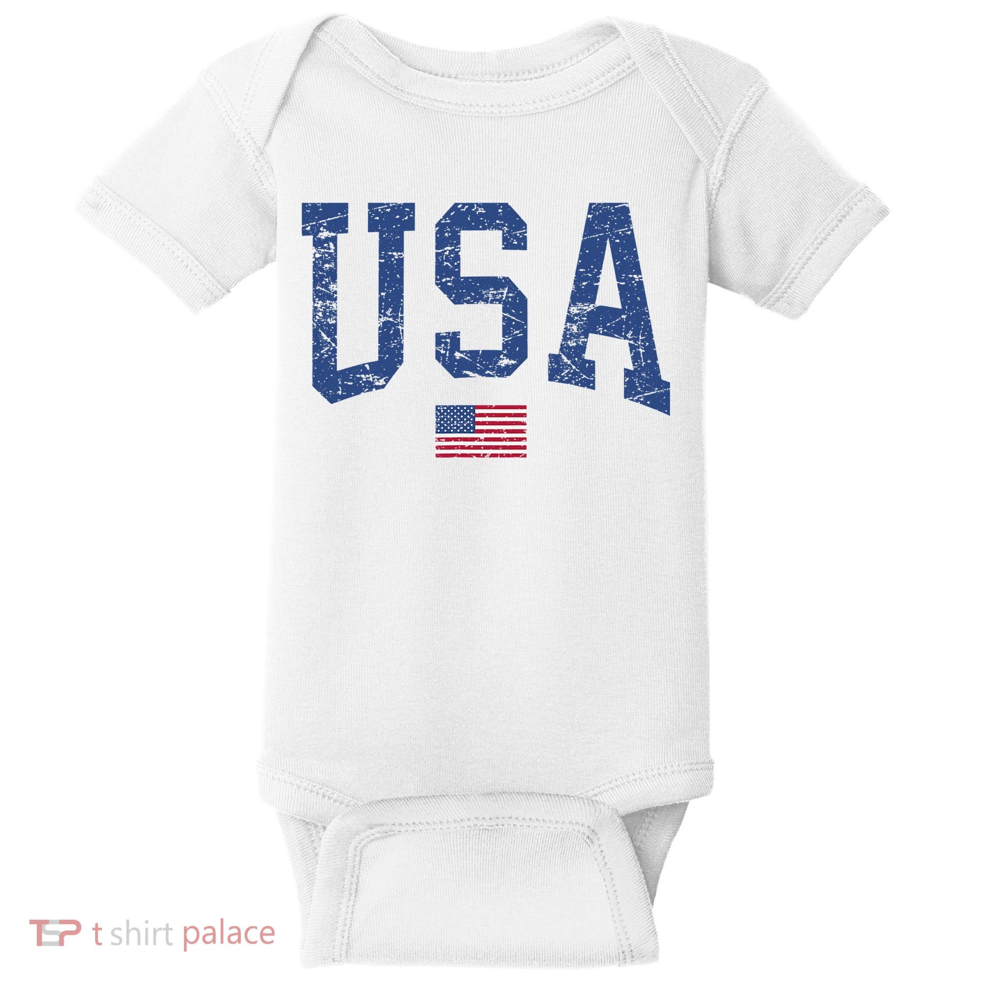 USA  Patriotic American Flag Distressed Baby Bodysuit