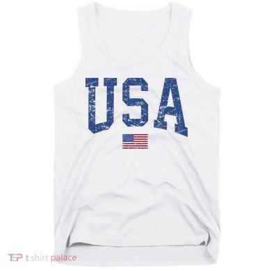USA  Patriotic American Flag Distressed Tank Top