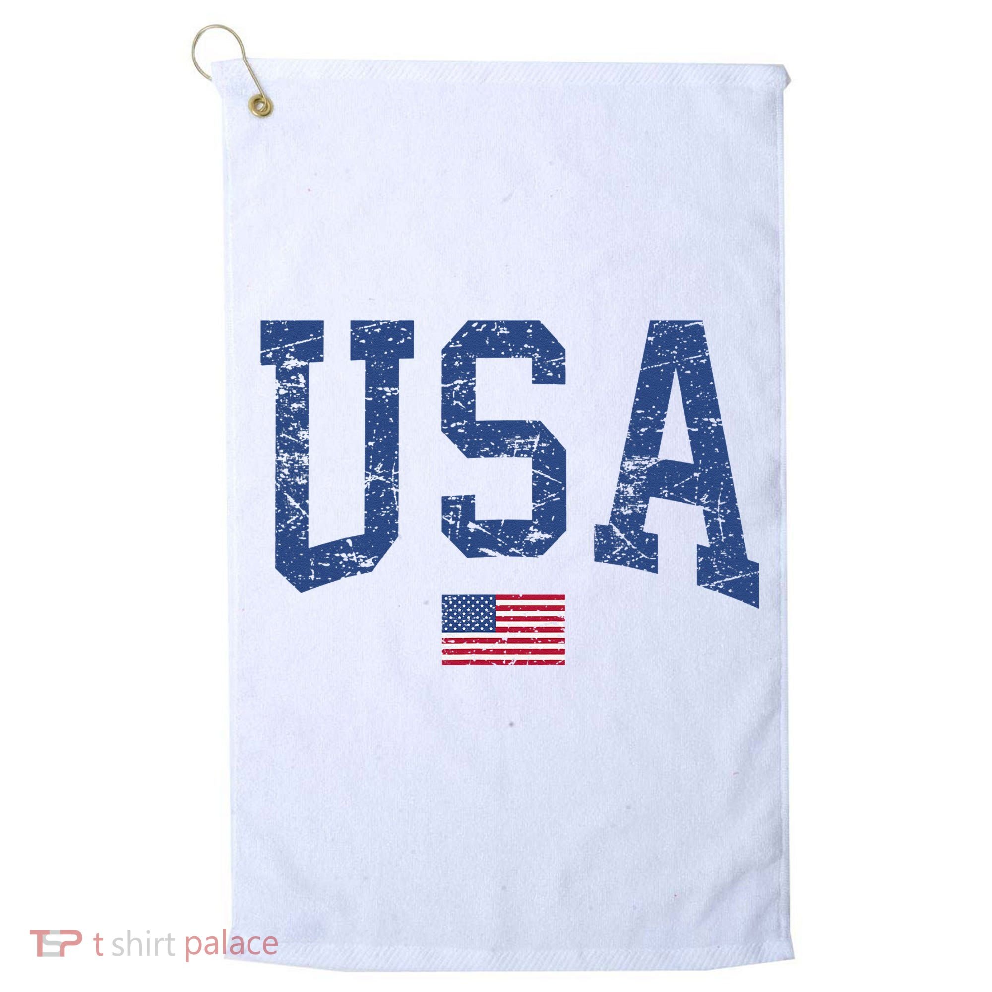 USA  Patriotic American Flag Distressed Golf Towel